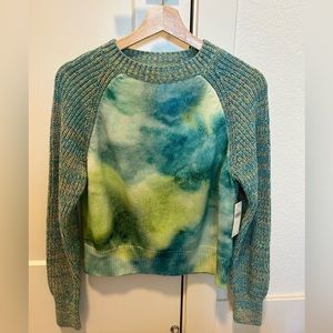 Anthropologie watercolor tie dye blue/green sweater